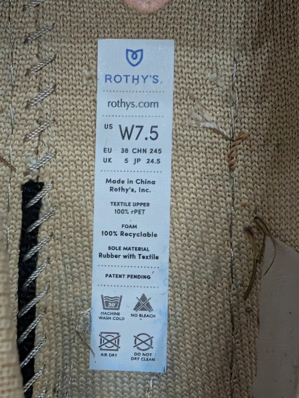 Rothy's Beige Canvas Penny Loafers